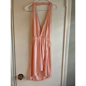 Tobi Peachy Coral Halter Neck Wrap Dress XS Beachy Coverup Summer Pool